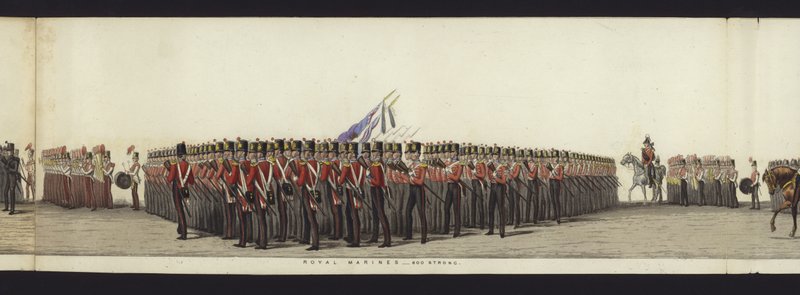 Część panoramicznego widoku całego konduktu pogrzebowego Artura, księcia Wellington (kolorowa akwatinta) autorstwa Henry Jr and Sala Alken