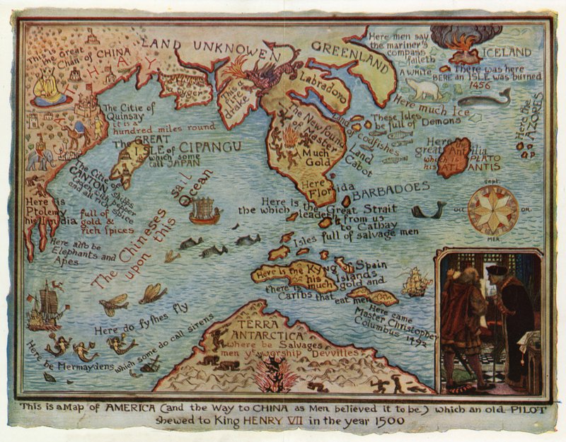 Wyimaginowana mapa Ameryki, 1500 autorstwa Henry Justice Ford