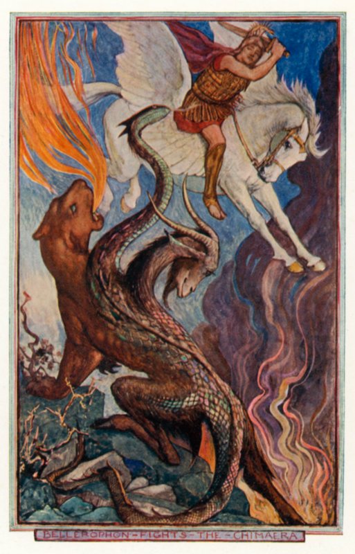 Bellerophon walczy z Chimerą (kolor lito) autorstwa Henry Justice Ford