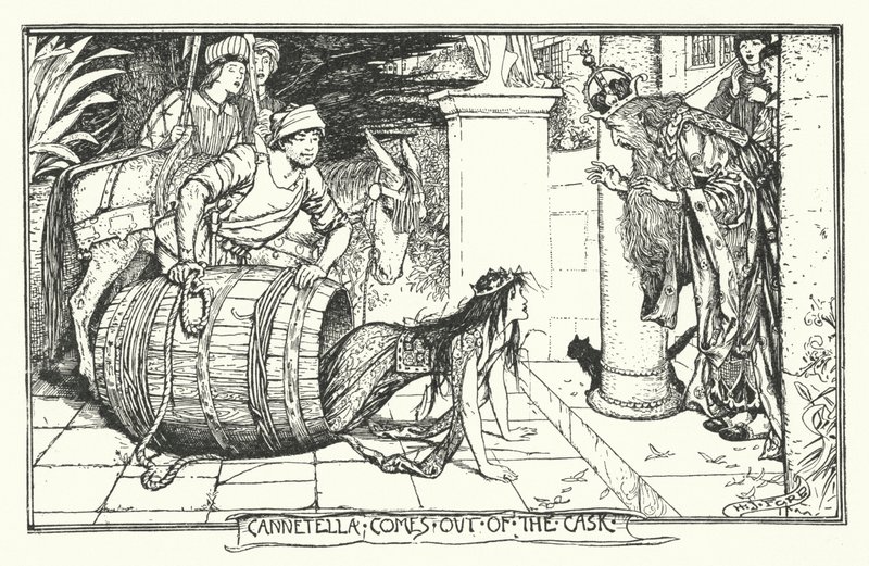 Cannetella wychodzi z beczki (grawerunek) autorstwa Henry Justice Ford