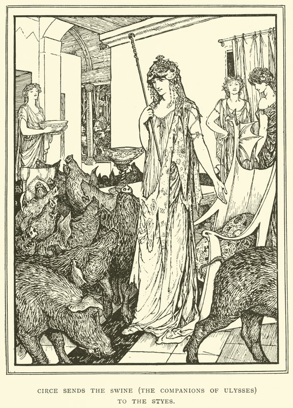 Circe wysyła Świnie (Towarzysze Ulissesa) do Styes autorstwa Henry Justice Ford