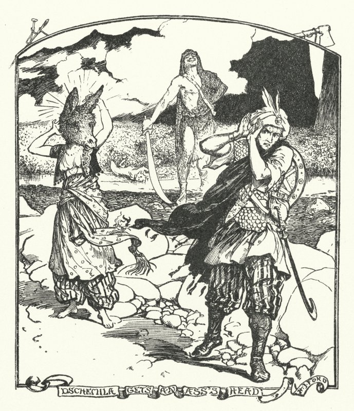 Dschemila dostaje głowę dupy (grawerowanie) autorstwa Henry Justice Ford