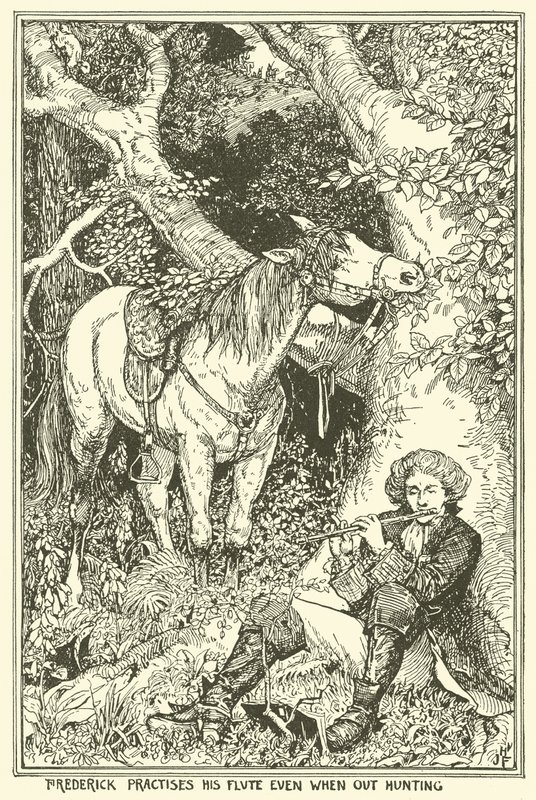 Frederick ćwiczy na flecie nawet podczas polowania autorstwa Henry Justice Ford