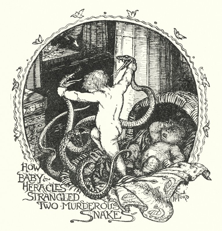 Jak Mały Herakles udusił dwóch morderczych węży (lito) autorstwa Henry Justice Ford