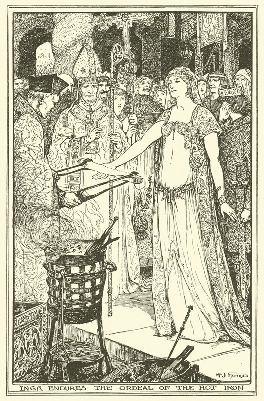 Inga przetrwała próbę gorącego żelaza (grawerunek) autorstwa Henry Justice Ford