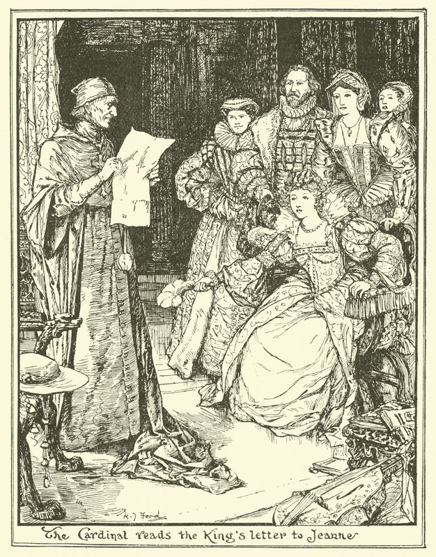 Kardynał czyta list królów do Joanny autorstwa Henry Justice Ford