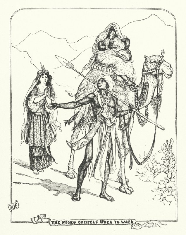 Czarny człowiek zmusza Udeę do chodzenia (grawerowanie) autorstwa Henry Justice Ford