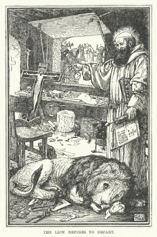 Lew nie chce odejść (litho) autorstwa Henry Justice Ford