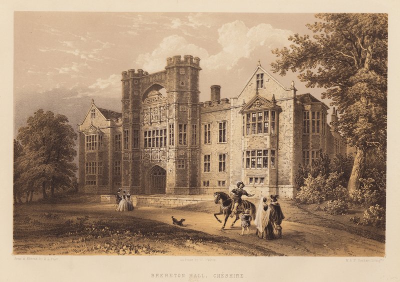 Brereton Hall, Cheshire (akwatinta) autorstwa Henry Lark Pratt
