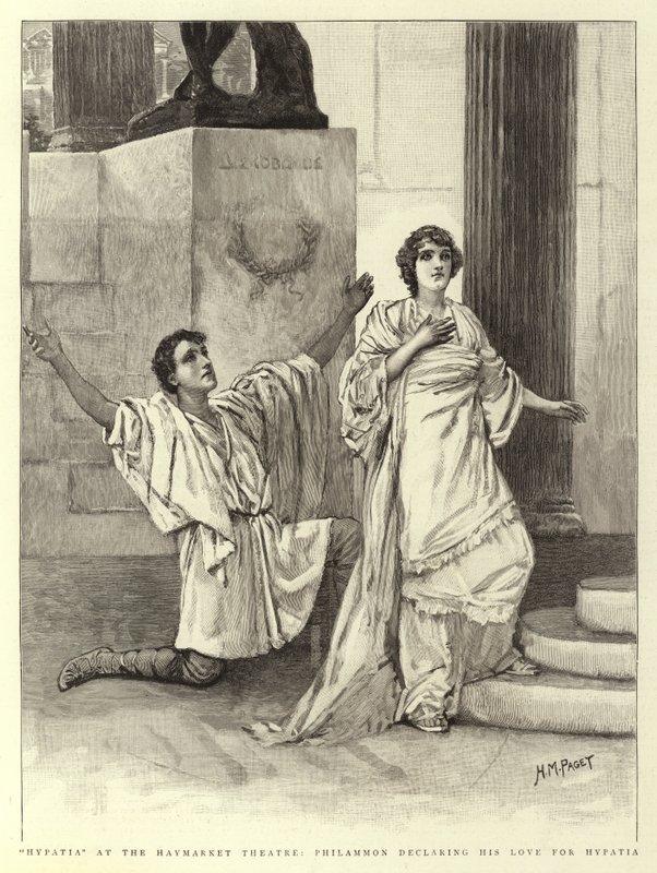 Hypatia w teatrze Haymarket, Philammon deklaruje swoją miłość do Hypatii autorstwa Henry Marriott Paget