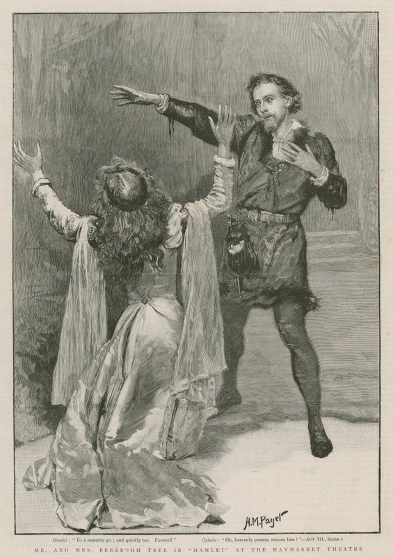 Pan and Mrs Beerbohm Tree w Hamlecie w teatrze Haymarket (grafika) autorstwa Henry Marriott Paget