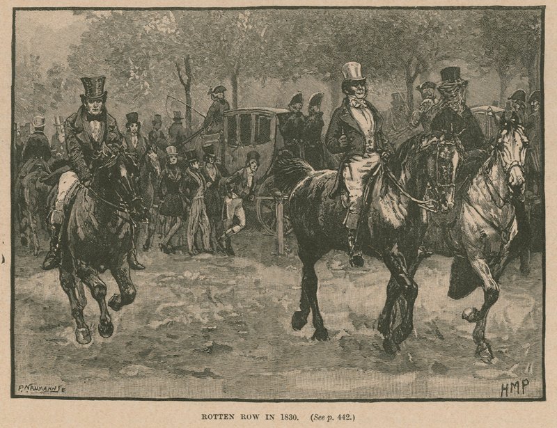 Rotten Row, Hyde Park, Londyn, 1830 r. autorstwa Henry Marriott Paget