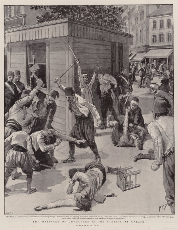 Masakra chrześcijan na ulicach Galaty autorstwa Henry Marriott Paget