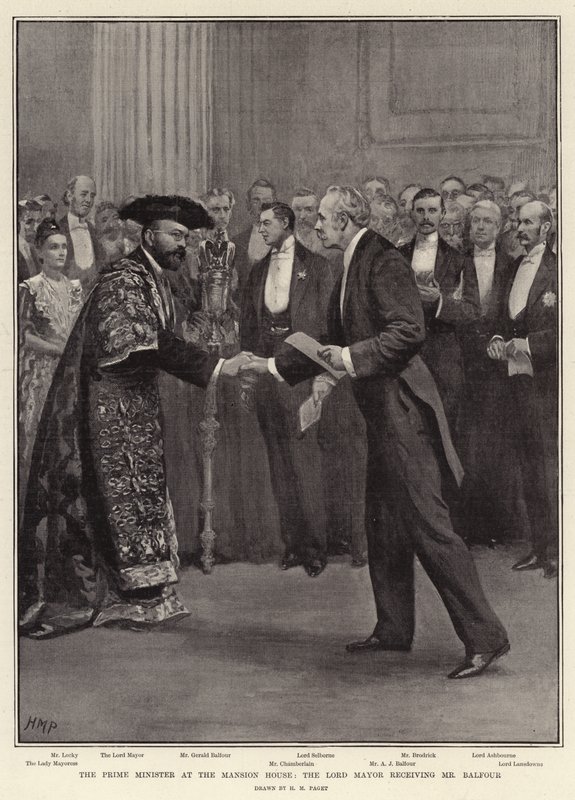 Premier w rezydencji, burmistrz witający pana Balfoura autorstwa Henry Marriott Paget