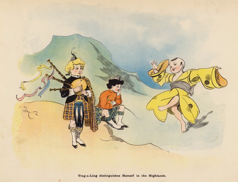 Ilustracja do książki "Przygody japońskiej lalki" (kolorowa litografia) autorstwa Henry Mayer