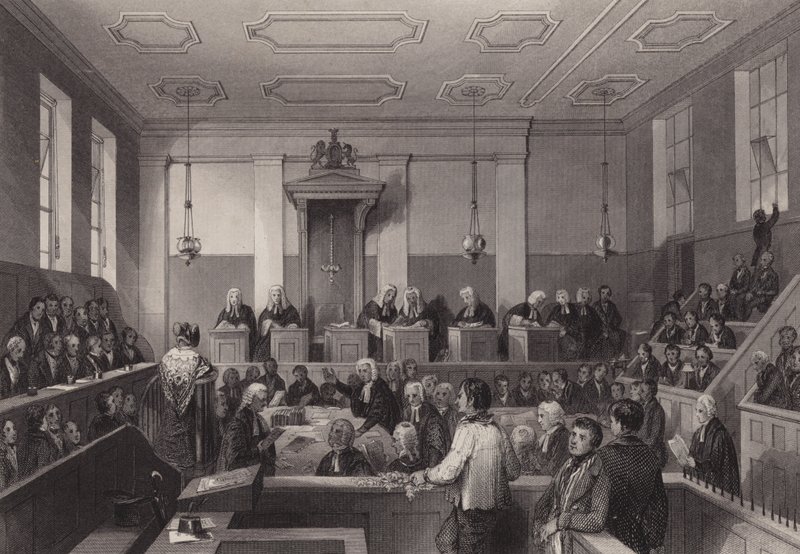 Centralny Sąd Karny, Old Bailey, Londyn (grawerowanie) autorstwa Henry Melville