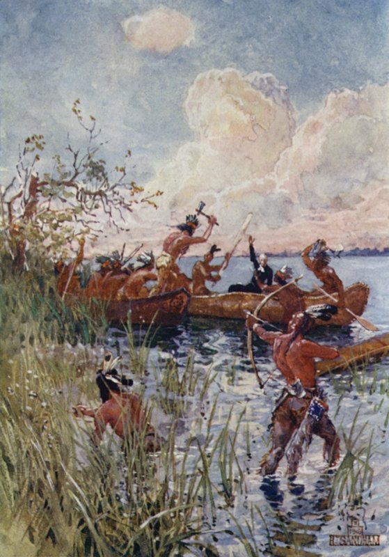 Zaatakowany przez Irokezów autorstwa Henry Sandham
