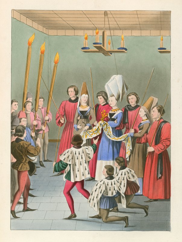 Pani Turnieju dostarczająca nagrodę, ok. 1450 autorstwa Henry Shaw
