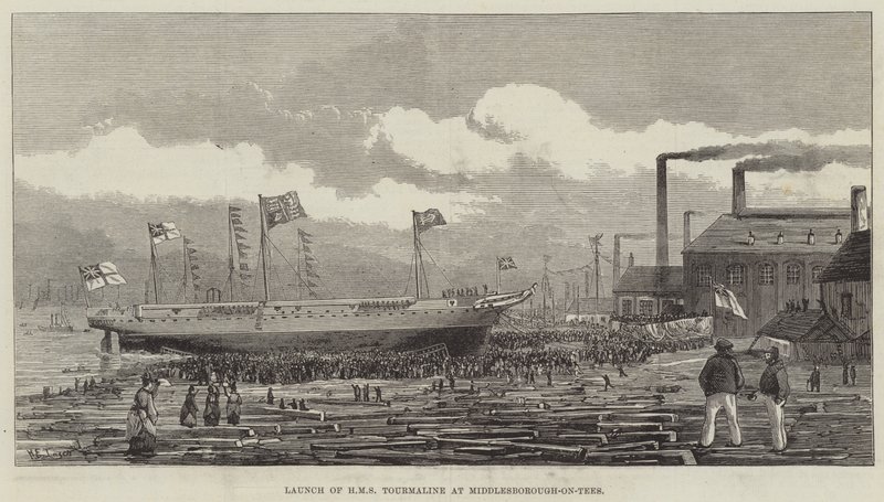 Wprowadzenie HMS Tourmaline w Middlesborough-on-Tees autorstwa Henry Spernon Tozer