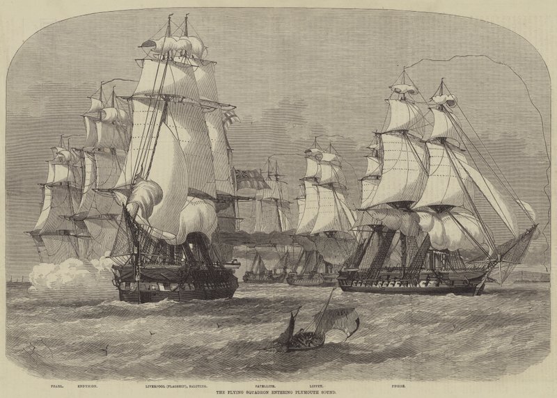 Latająca Eskadra wkraczająca do Plymouth Sound autorstwa Henry Spernon Tozer