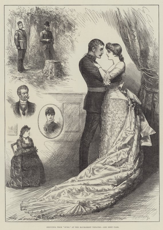 Sketches from Ours, w Haymarket Theatre autorstwa Henry Stephen Ludlow