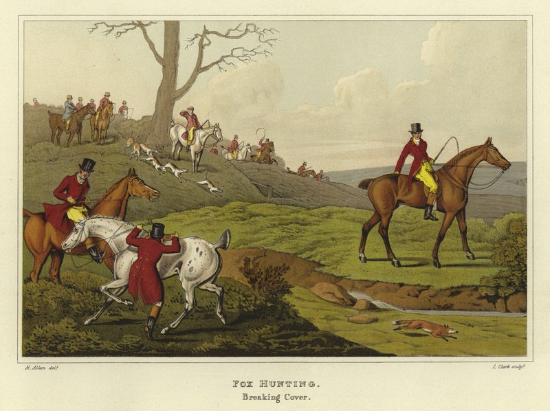Polowanie na lisy (chromolitho) autorstwa Henry Thomas Alken