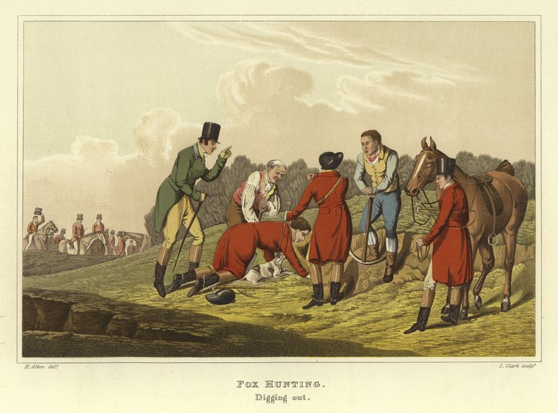 Polowanie na lisy (chromolitho) autorstwa Henry Thomas Alken