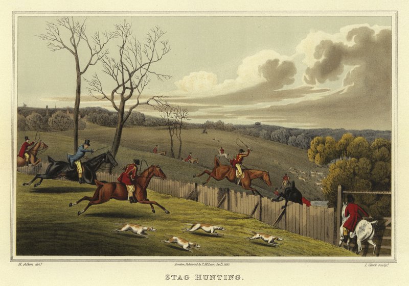 Polowanie na jelenie (chromolitho) autorstwa Henry Thomas Alken