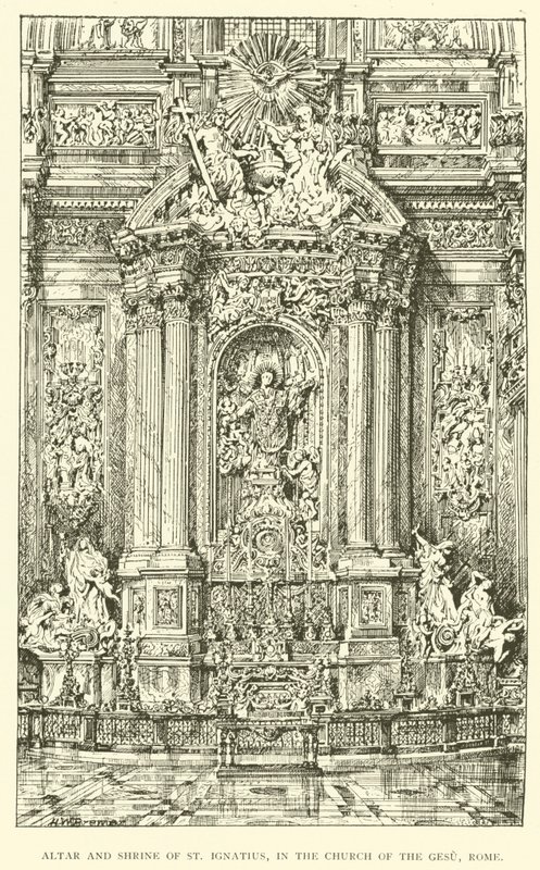 Ołtarz i sanktuarium św Ignacego w kościele Gesu w Rzymie (rycina) autorstwa Henry William Brewer