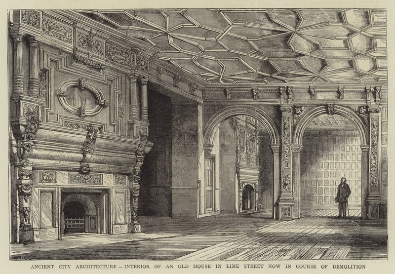 Starożytna architektura miasta, wnętrze starego domu przy ulicy Lipowej obecnie w trakcie rozbiórki autorstwa Henry William Brewer