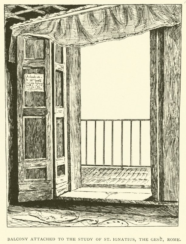 Balkon dołączony do gabinetu św. Ignacego Gesu, Rzym (rycina) autorstwa Henry William Brewer