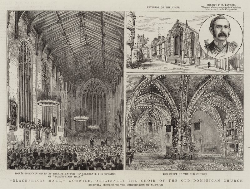 Blackfriars Hall, Norwich, pierwotnie Chór Starego Kościoła Dominikańskiego autorstwa Henry William Brewer
