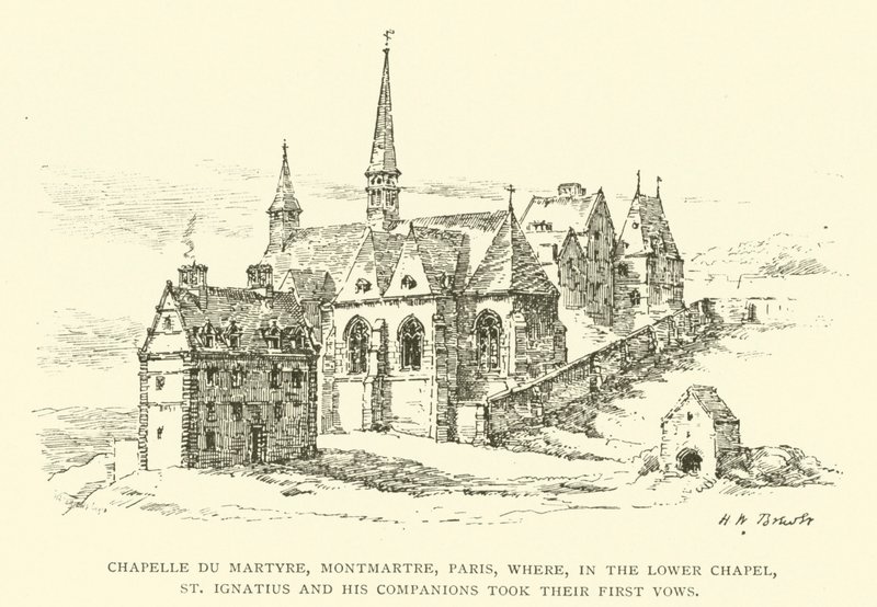 Chapelle du Martyre, Montmartre, Paryż, gdzie w Dolnej Kaplicy św. Ignacy i jego towarzysze złożyli swoje pierwsze śluby (ryty) autorstwa Henry William Brewer