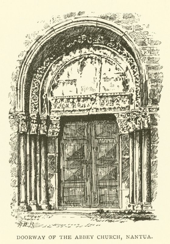 Doorway of the Abbey Church, Nantua (grawerowanie) autorstwa Henry William Brewer