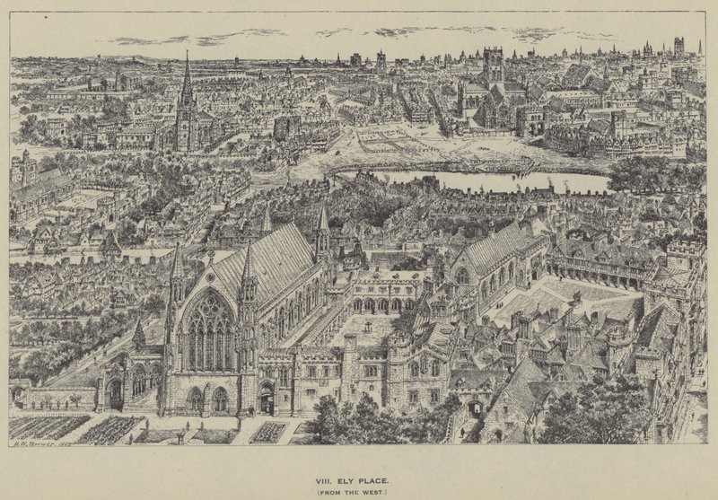 Ely Place, z zachodu autorstwa Henry William Brewer