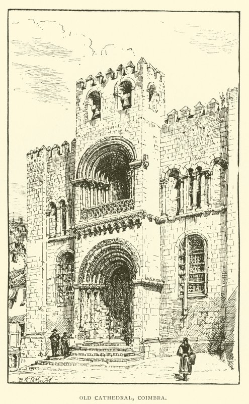 Stara Katedra, Coimbra (rycina) autorstwa Henry William Brewer