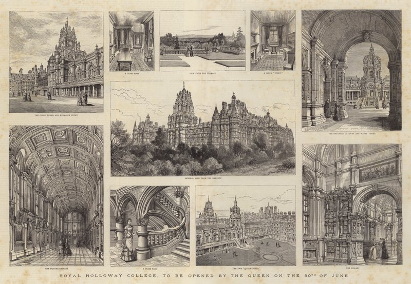 Royal Holloway College, który zostanie otwarty przez królową 30 czerwca autorstwa Henry William Brewer