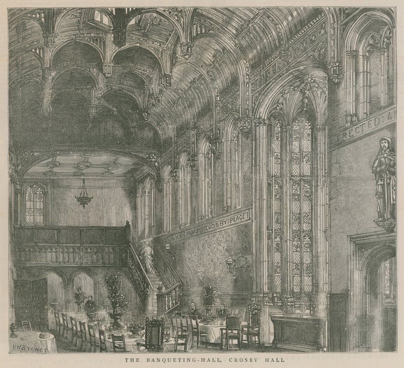 The Banqueting Hall, Crosby Hall, Londyn autorstwa Henry William Brewer
