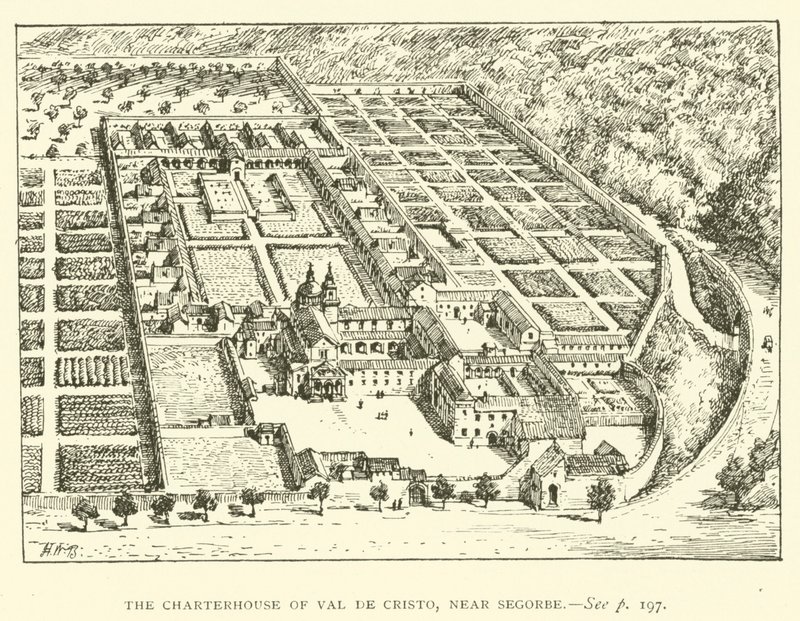 Kartuzja Val de Cristo, niedaleko Segorbe (grawerowanie) autorstwa Henry William Brewer