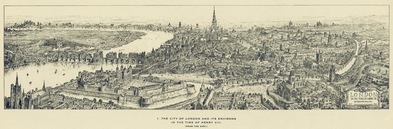 City of London i jego okolice w czasach Henryka VIII ze Wschodu autorstwa Henry William Brewer