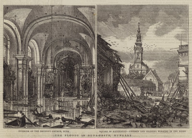 Powodzie w Buda-Pest na Węgrzech autorstwa Henry William Brewer