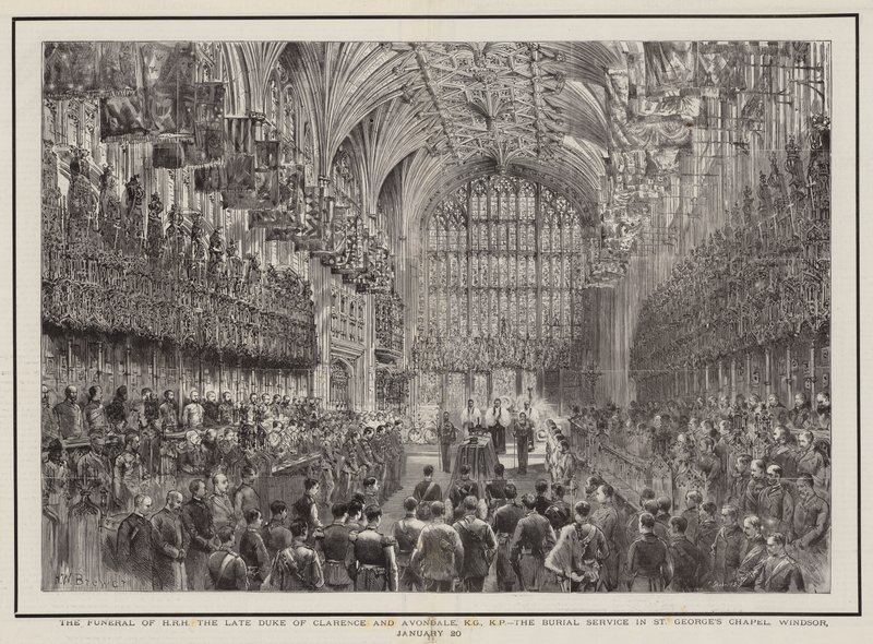 Pogrzeb JKW Księcia Clarence i Avondale, KG, KP, Nabożeństwo pogrzebowe w kaplicy św. Jerzego, Windsor, 20 stycznia autorstwa Henry William Brewer