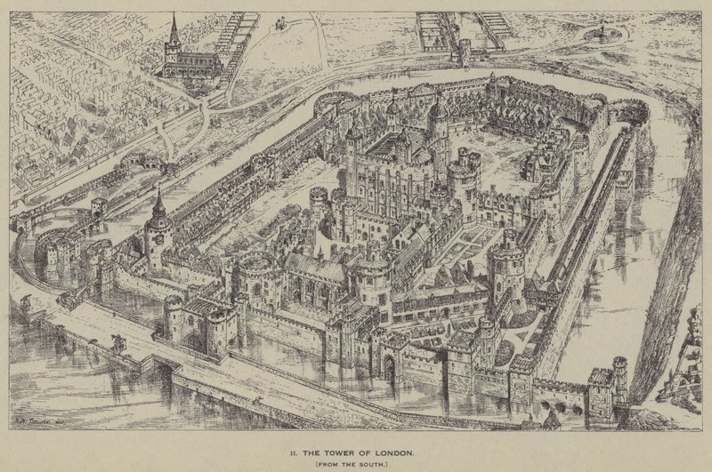 Tower of London, od południa autorstwa Henry William Brewer