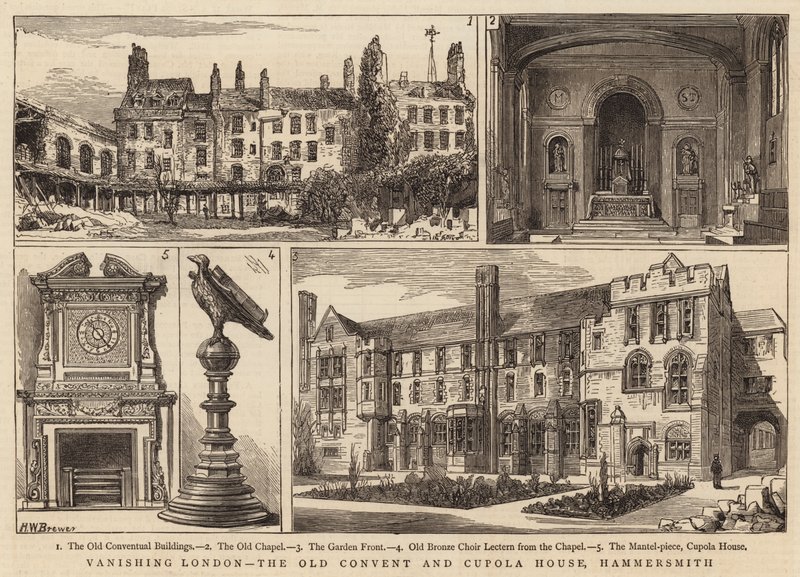 Znikający Londyn, Stary Klasztor i Dom Cupoli, Hammersmith autorstwa Henry William Brewer
