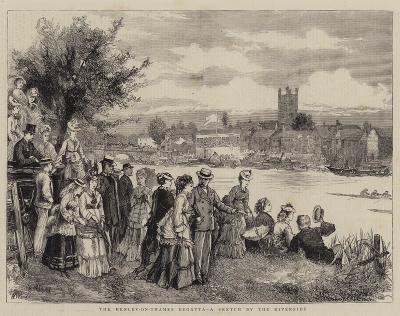 Regaty Henley-on-Thames, szkic nad brzegiem rzeki autorstwa Henry Woods