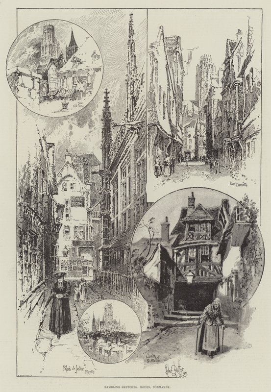 Rambling Sketches, Rouen, Normandia autorstwa Herbert Railton
