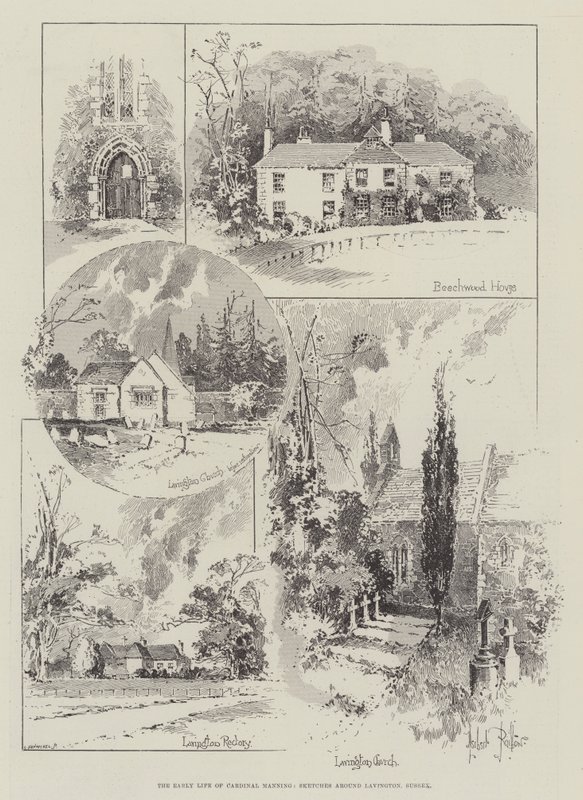 Wczesne życie kardynała Manninga, szkice wokół Lavington, Sussex autorstwa Herbert Railton