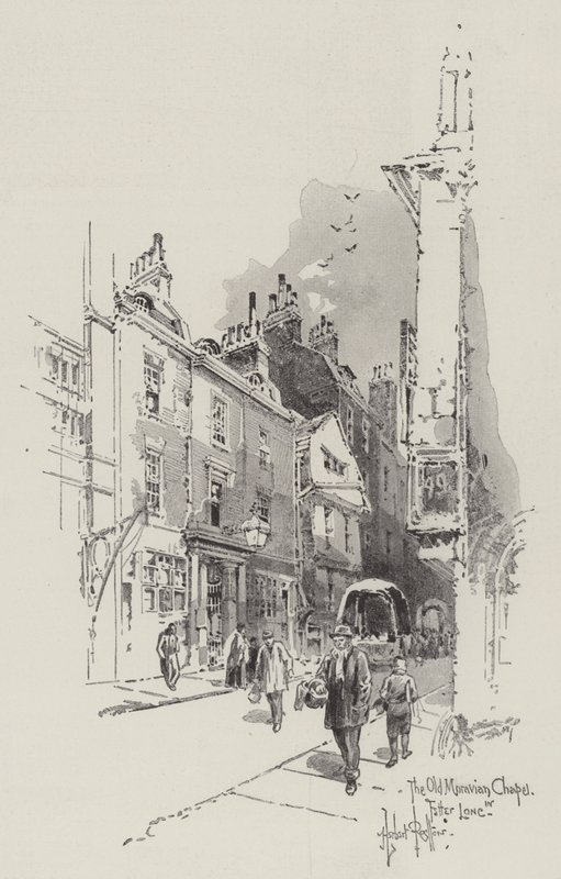 Staromorawska kaplica w Fetter Lane autorstwa Herbert Railton