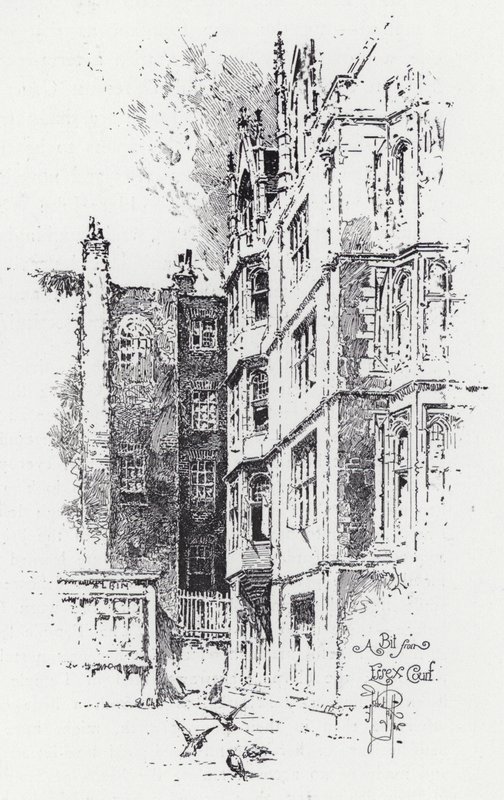 Trochę z Essex Court (grawerunek) autorstwa Herbert (after) Railton