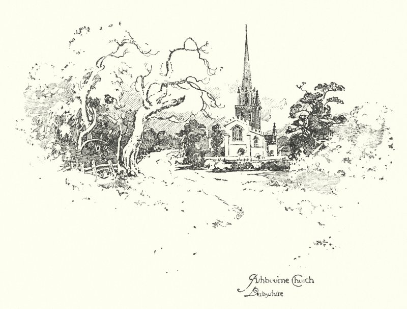 Kościół Ashbourne, Derbyshire (lito) autorstwa Herbert (after) Railton